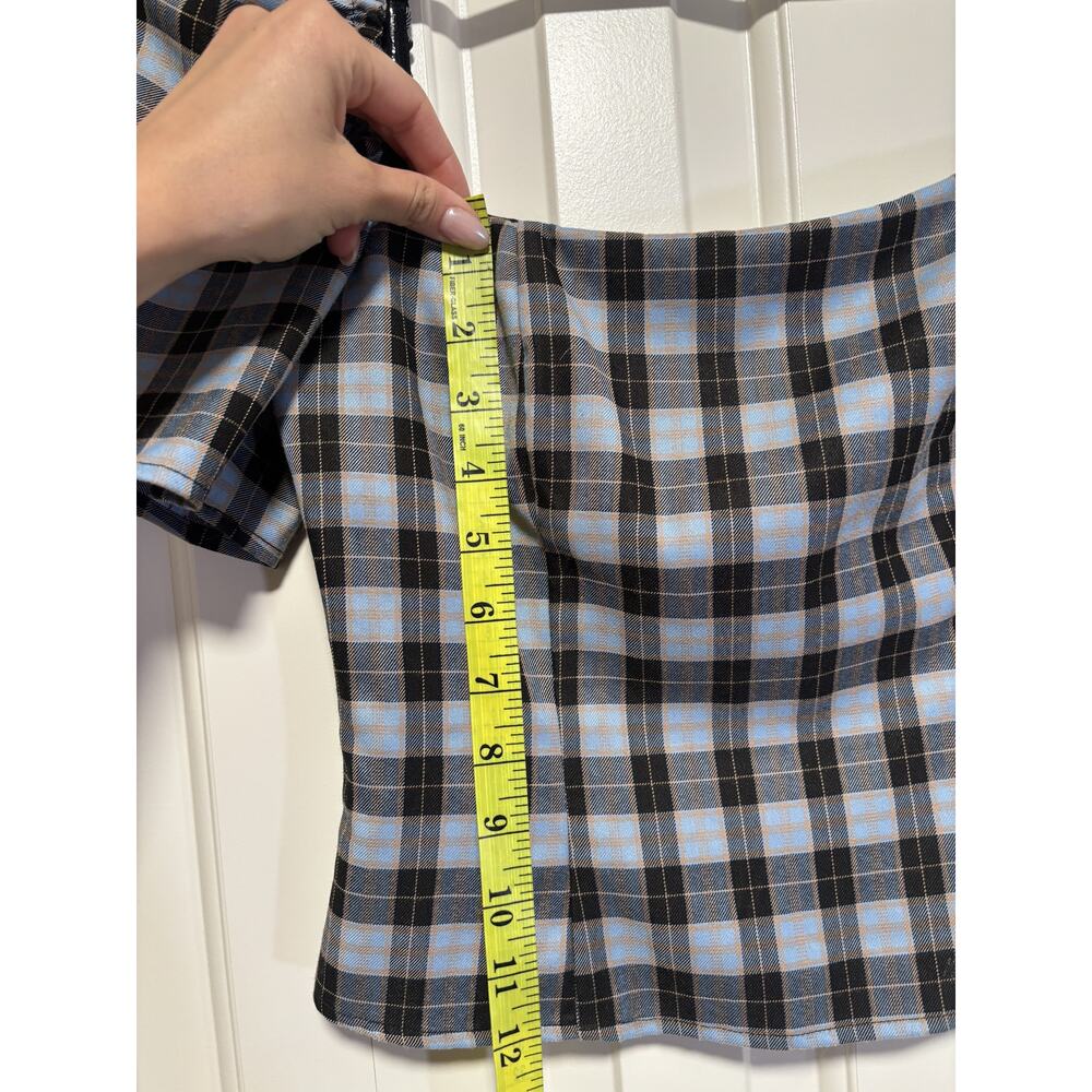 Lovers + Friends XS Plaid Puff Sleeve Square Top - Picture 4 of 9